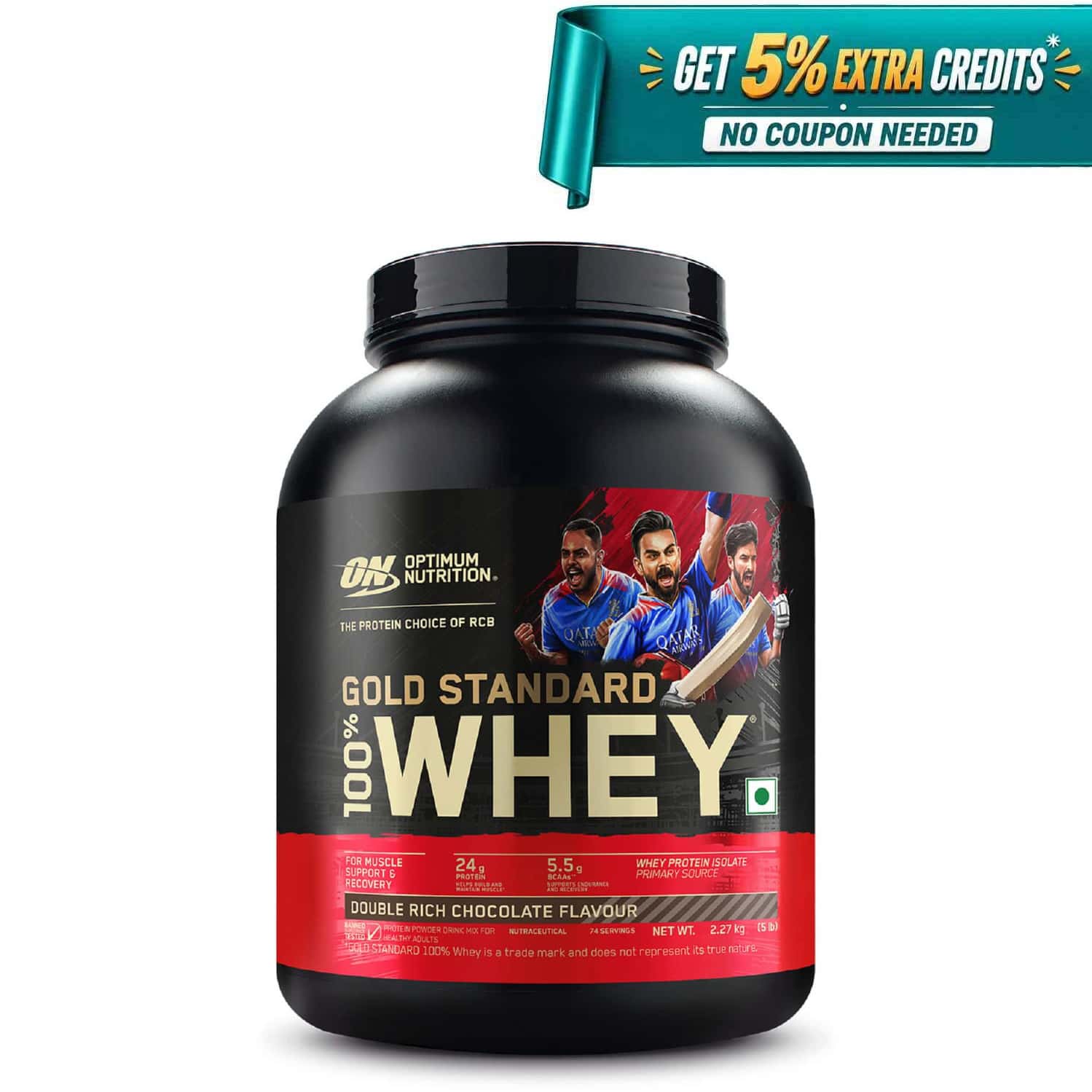 Optimum Nutrition (on) Gold Standard 100% Whey Protein Double Rich Chocolate Flavour 2.27kg Powder