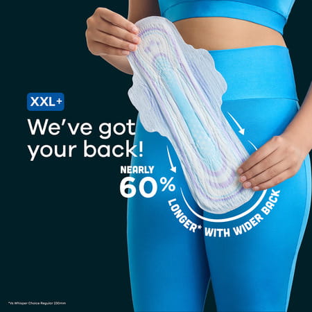 Whisper Thick Bindazzz Nights Xxl+ Size (360mm) All Night For Very Heavy Flow Sanitary Pad 3 No'S