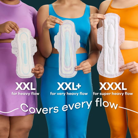 Whisper Thick Bindazzz Nights Xxl+ Size (360mm) All Night For Very Heavy Flow Sanitary Pad 3 No'S