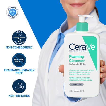 Cerave Foaming Daily Gel Cleanser For Normal To Oily Skin - 236ml