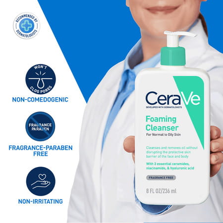 Cerave Foaming Daily Gel Cleanser For Normal To Oily Skin - 236Ml