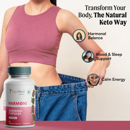 Harmoni By Agewell Plant-Based Keto Support - Metabolism & Energy | 60 Veg Capsules