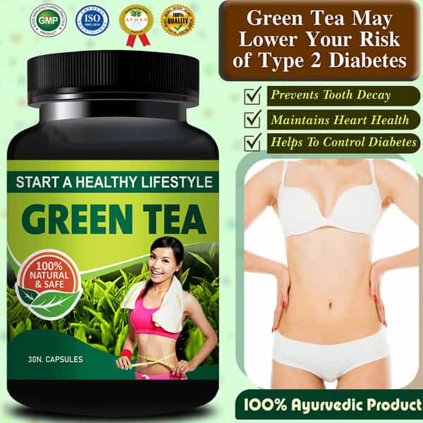 Green Tea Herbal Capsules For Helps To Fat Burning And Improve Brain Function (30 Capsules)