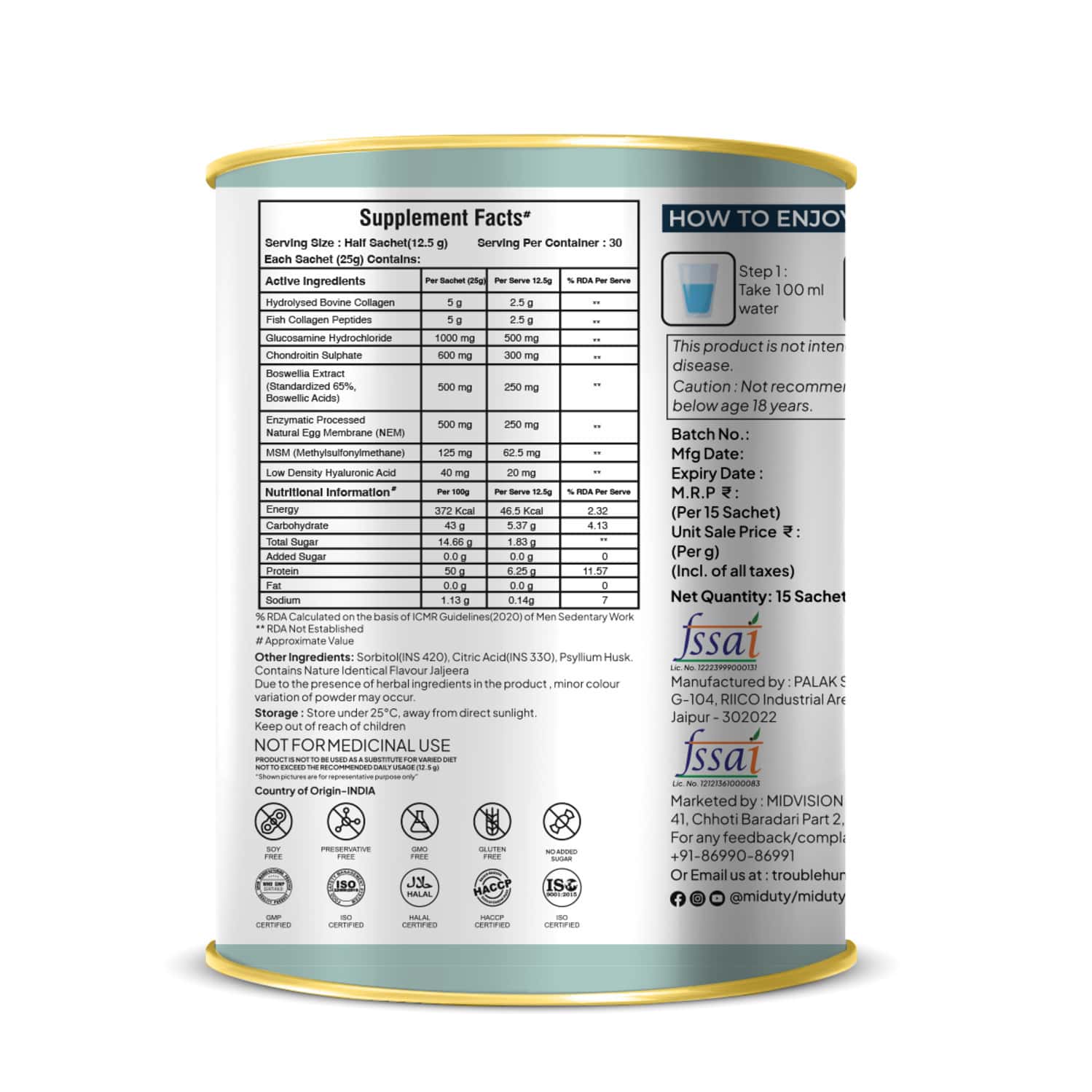 Buy MIDUTY PALAK NOTES BUILD JOINTS BACK JOINT PAIN RELIEF SUPPLEMENT