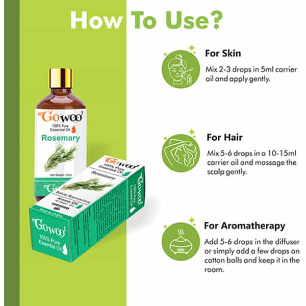 Pack Of 2 Rosemary Essential Oil & Almond Carrier Oil - 100% Pure & Natural Oil