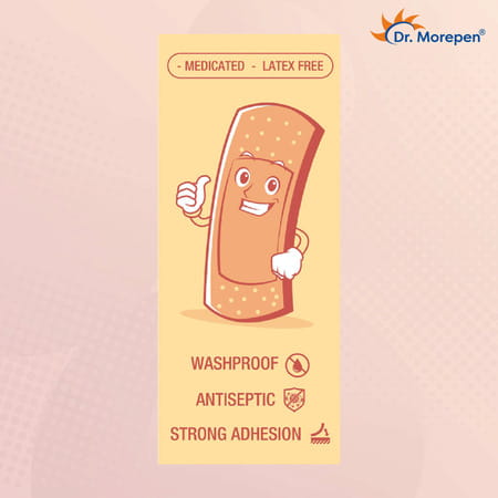 Dr. Morepen Waterproof Band Aid For Kids & Adults Latex Free - Pack Of 10 Bandaid Strips