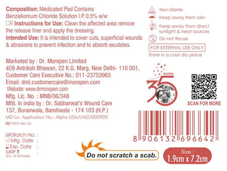Dr. Morepen Waterproof Band Aid For Kids & Adults Latex Free - Pack Of 10 Bandaid Strips
