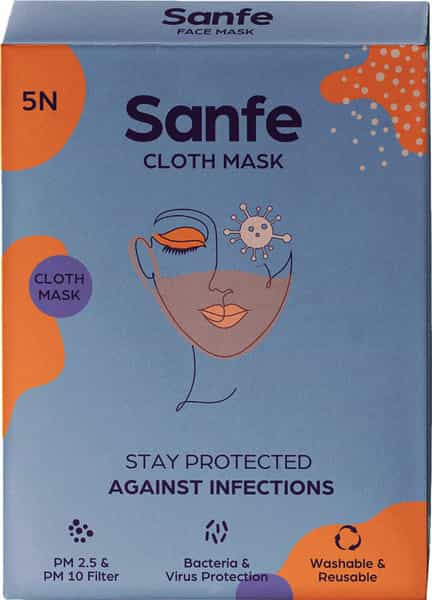 Sanfe Cloth Mask Box Of 5 (Pack Of 1)