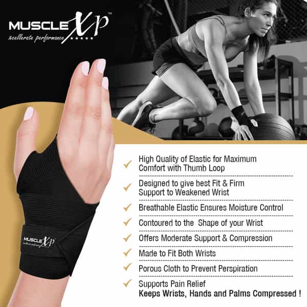 Musclexp Drfitness+ Wrist Brace With Thumb Supportinjury & Wrist Pain Hands & Palms Compression