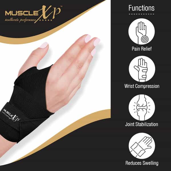 Musclexp Drfitness+ Wrist Brace With Thumb Supportinjury & Wrist Pain Hands & Palms Compression