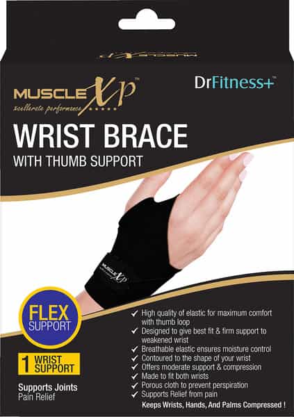 Musclexp Drfitness+ Wrist Brace With Thumb Supportinjury & Wrist Pain Hands & Palms Compression