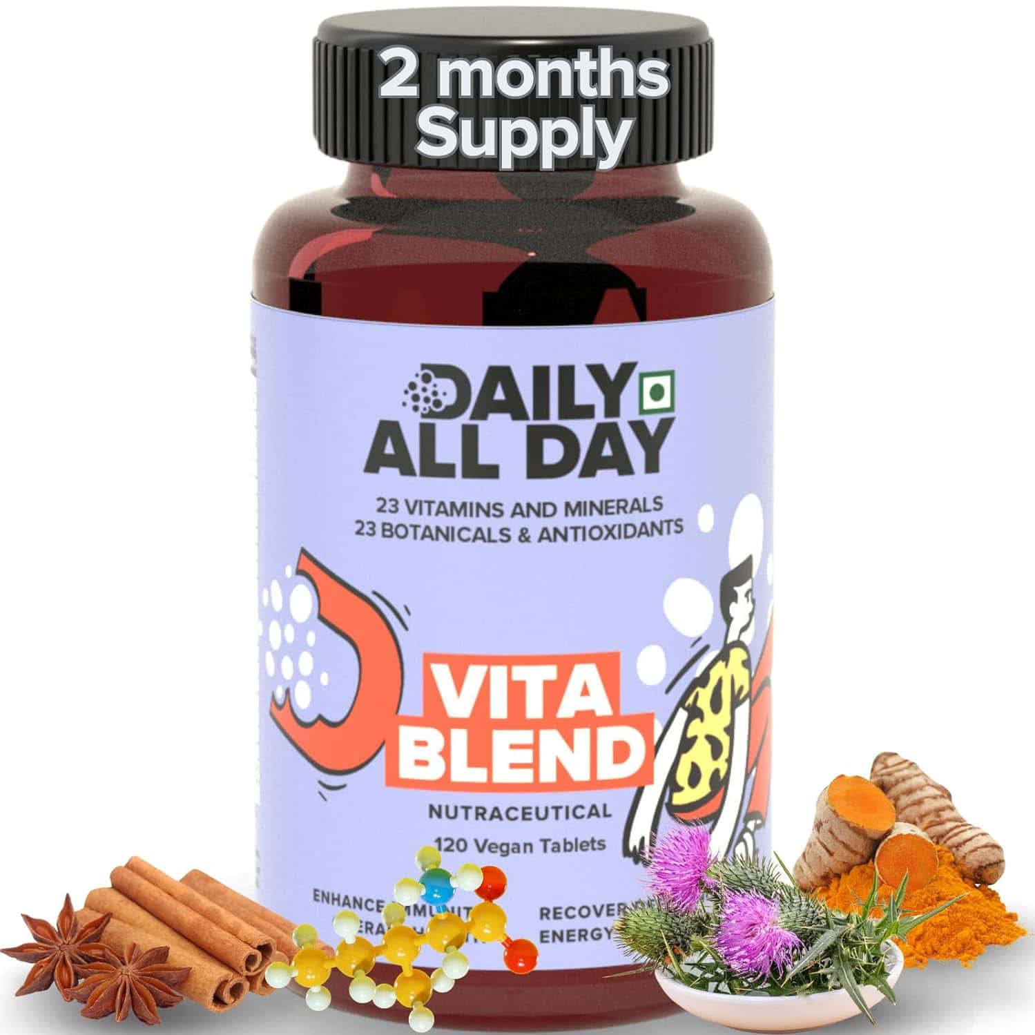 Daily All Day 120 Multivitamin Tablet For Men Women | Senior Citizens | 120 Capsules