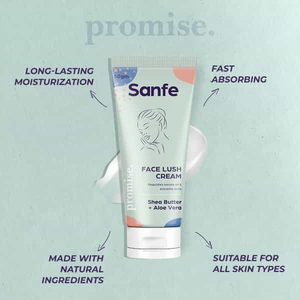 Sanfe Promise Shea Butter Face Lush Cream Prevents Acne Breakouts 50Gm