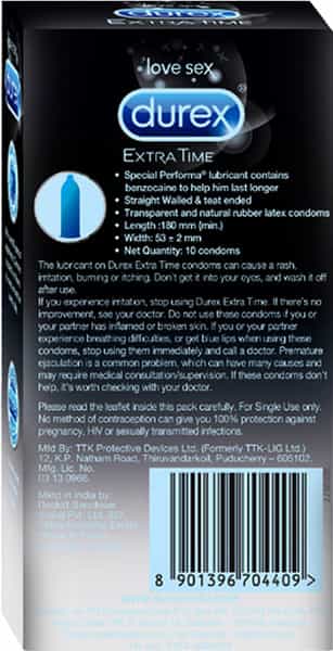 Durex Extra Time Packet Of 10 Condoms (Buy 2 Get 1 Free)