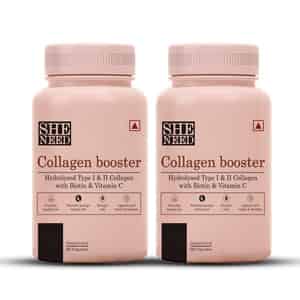 Sheneed Collagen Booster With Hydrolysed Collagen For Men & Women 60 Capsules (pack Of 2)