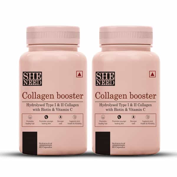 Sheneed Collagen Booster With Hydrolysed Collagen For Men & Women 60 Capsules (Pack Of 2)