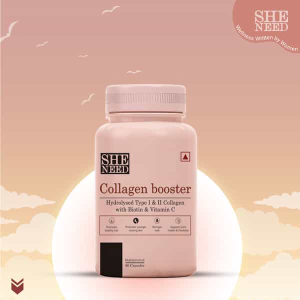 Sheneed Collagen Booster With Hydrolysed Collagen For Men & Women 60 Capsules (Pack Of 2)