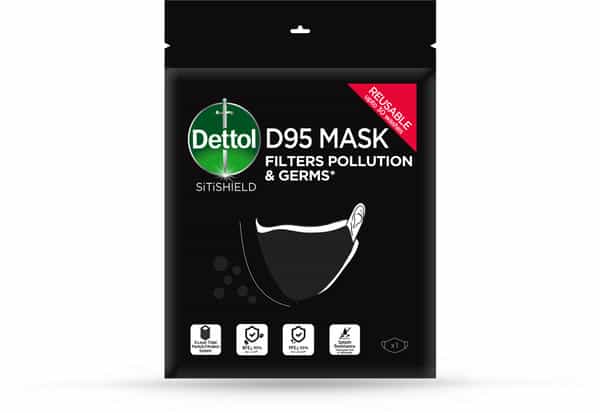 Dettol D95 Mask Anti Virus Reusable & Washable Black Medium