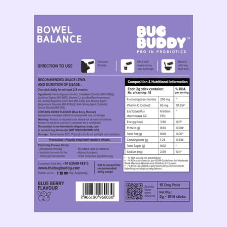 Bug Buddy Bowel Balance | Digestive Health Supplement | 15 Days Pack