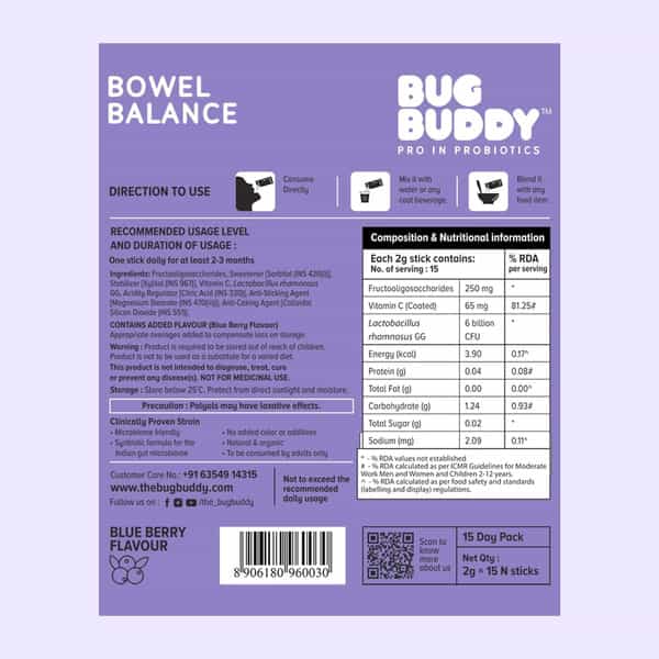 Bug Buddy Bowel Balance | Digestive Health Supplement | 15 Days Pack