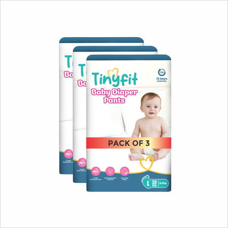 Tinyfit Baby Diaper Pants Large, Bubble Soft Bed, Multi-Layer Absorption Upto 12 Hrs - L (90 Pieces)