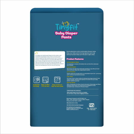 Tinyfit Baby Diaper Pants Large, Bubble Soft Bed, Multi-Layer Absorption Upto 12 Hrs - L (90 Pieces)