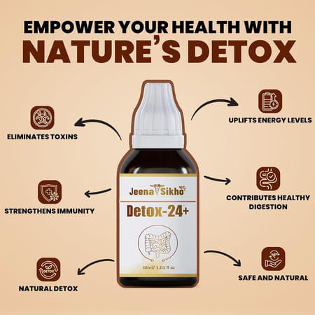 Jeena Sikho Detox-24+ Drop | Herbal Body Detox Supplement | Ayurvedic Multivitamin | 30Ml