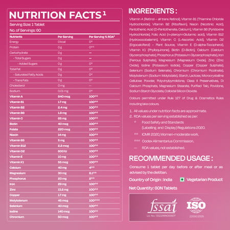 Nutrabay Pro Active Multivitamin For Women - 60 Tabs