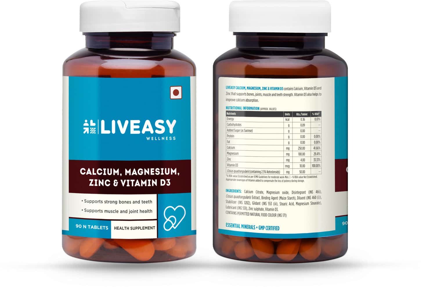 Buy LIVEASY WELLNESS CALCIUM, MAGNESIUM, VITAMIN D3 BONES & DENTAL