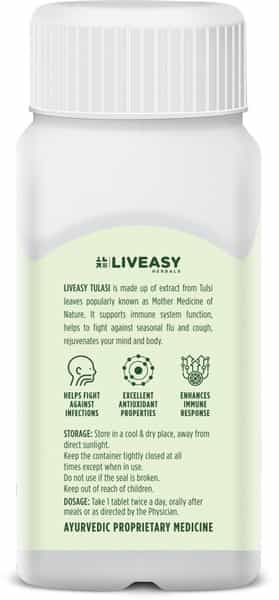 Liveasy Herbals Tulasi Bottle Of 60 Tablets