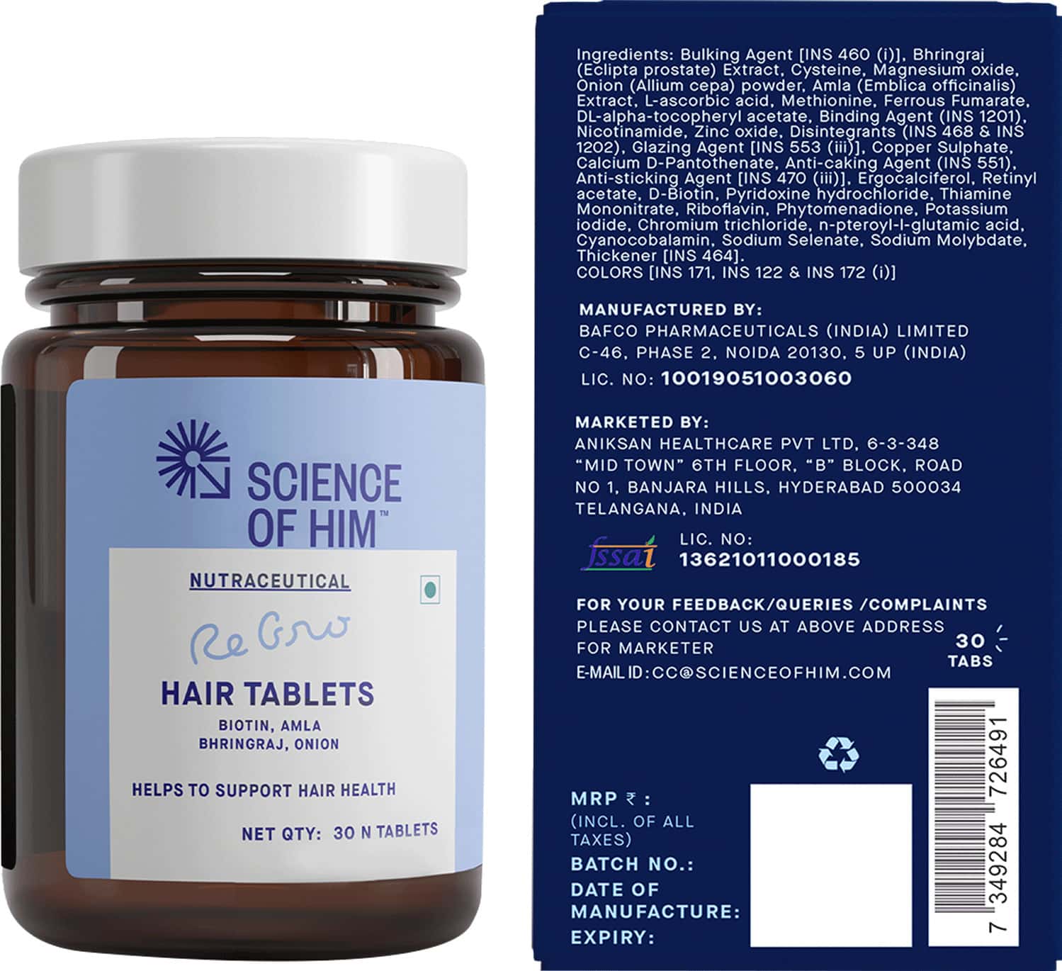 Buy SCIENCE OF HIM REGRO HAIR GROWTH TABLETS Online & Get Upto 60 OFF