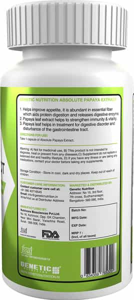 Genetic Nutrition - Absolute Papaya Extract 30 Capsules