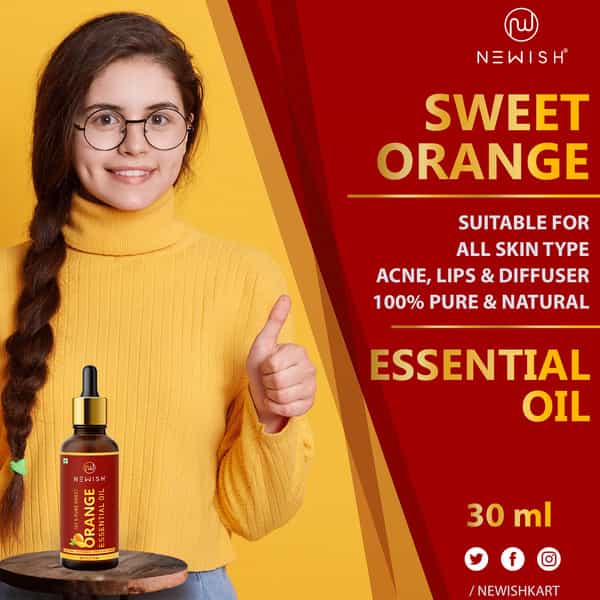 Newish Orange Essential Oil For Face Skin Aroma Diffuser Cold Pressed 30Ml