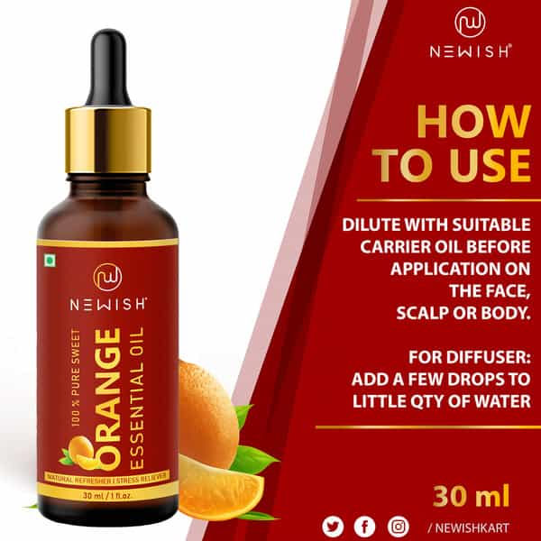 Newish Orange Essential Oil For Face Skin Aroma Diffuser Cold Pressed 30Ml