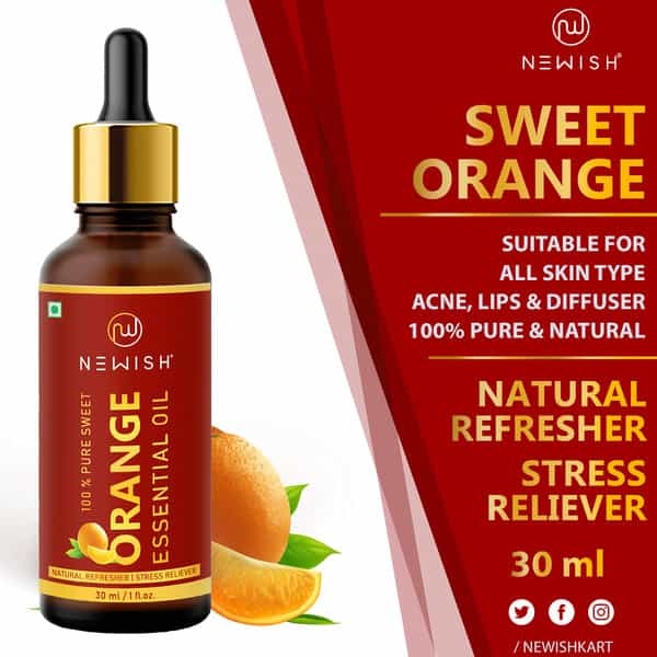 Newish Orange Essential Oil For Face Skin Aroma Diffuser Cold Pressed 30Ml