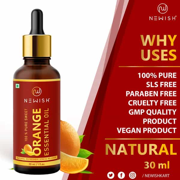 Newish Orange Essential Oil For Face Skin Aroma Diffuser Cold Pressed 30Ml