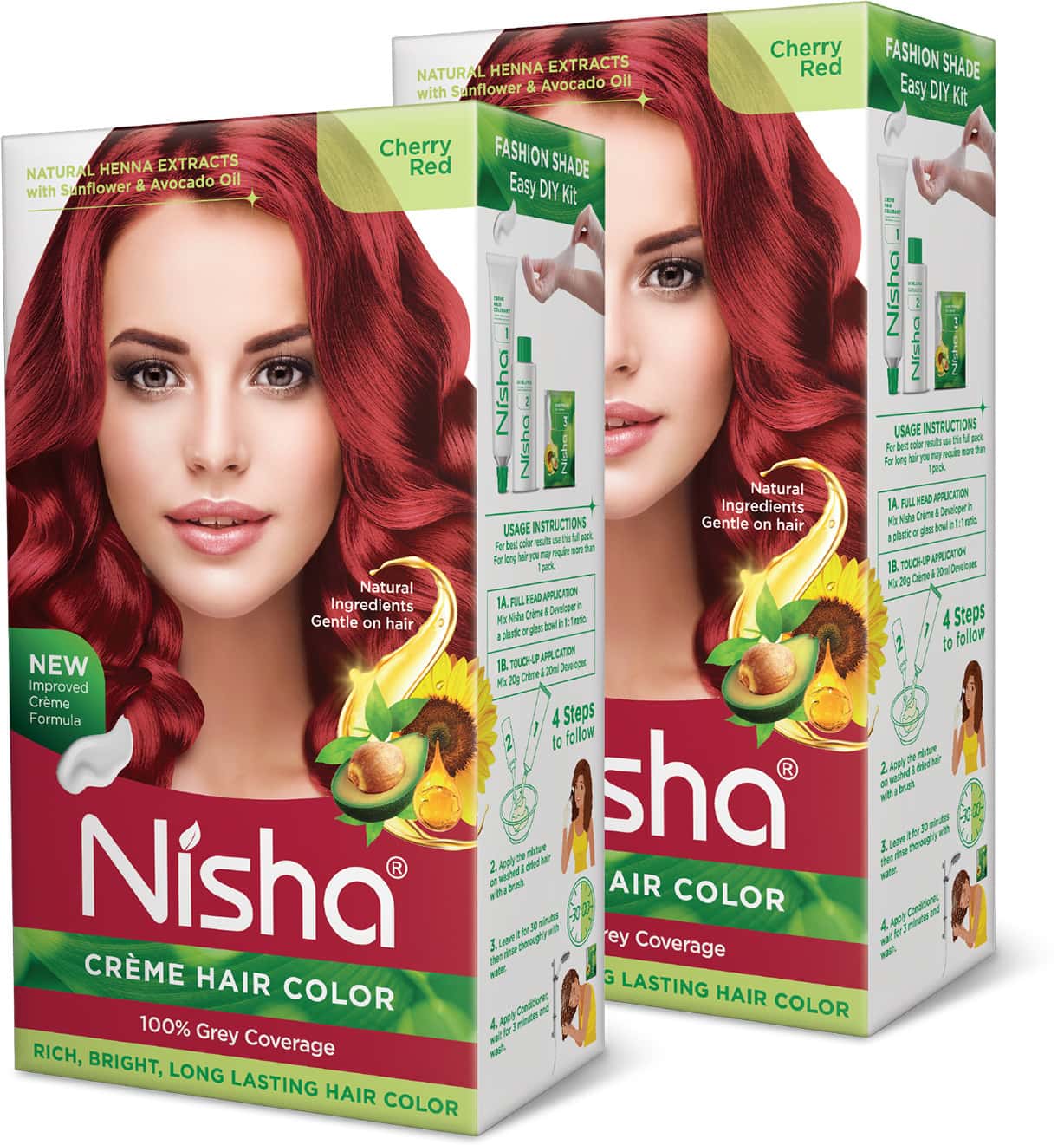 Nisha Creme Hair Color Cherry Red 120g Pack Of 2 | Ammonia Free Permanent Hair Colour