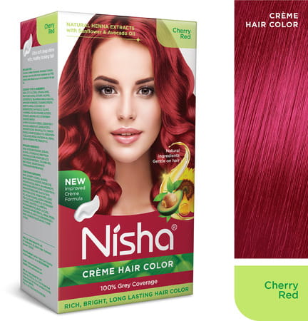 Nisha Creme Hair Color Cherry Red 120g Pack Of 2 | Ammonia Free Permanent Hair Colour