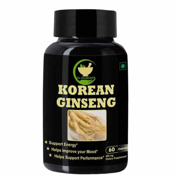 Fij Ayurveda Korean Ginseng Root Extract Dietary Supplement - 60 Capsules