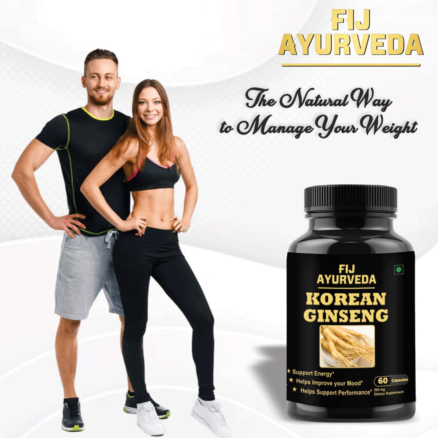 Buy FIJ AYURVEDA KOREAN GINSENG ROOT EXTRACT DIETARY SUPPLEMENT 60