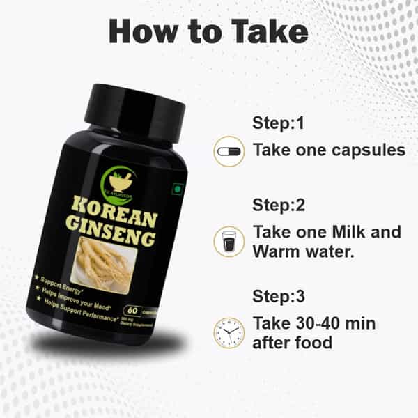 Fij Ayurveda Korean Ginseng Root Extract Dietary Supplement - 60 Capsules
