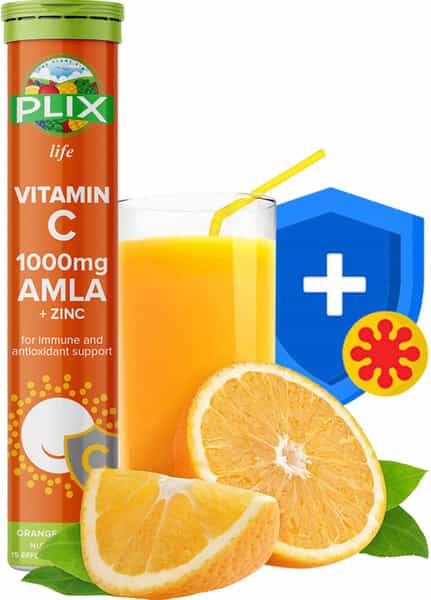 Plix Immunity Booster Vitamin C 15 Effervescent Tablets- Pack Of 1 Bottle Orange