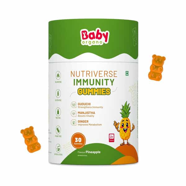 Babyorgano Immunity Gummies Pineapple Flavour | Ayurvedic Immunity Support | 60 Gummies