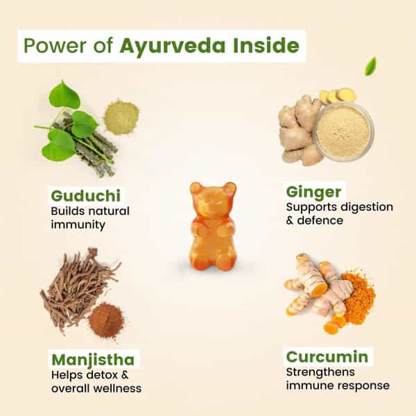 Babyorgano Immunity Gummies Pineapple Flavour | Ayurvedic Immunity Support | 60 Gummies