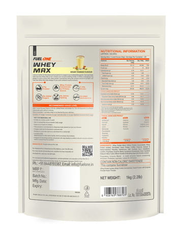 Fuelone Whey Max (Kesar Thandai | 1Kg) 27G Protein | Whey Protein Concentrate