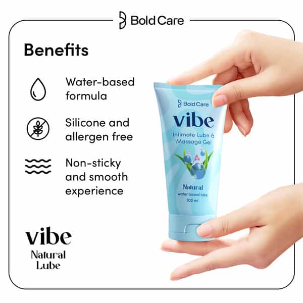 Bold Care Vibe Natural - Personal Lubricant For Men And Women - Water Based Lube - 100 Ml