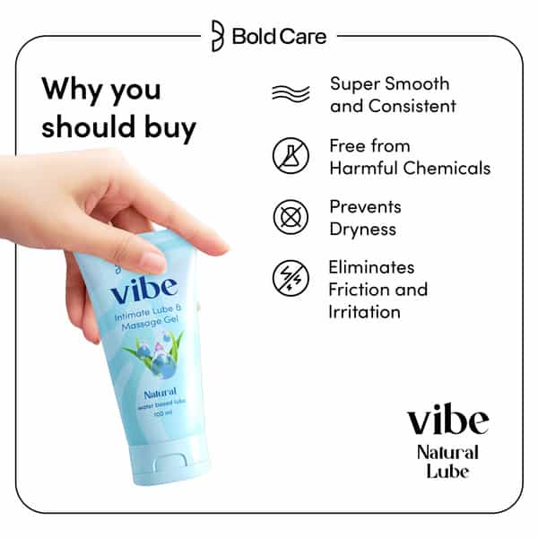 Bold Care Vibe Natural - Personal Lubricant For Men And Women - Water Based Lube - 100 Ml