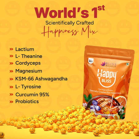 Bliss Welness Happy Bliss Happiness Anxiety & Stress Relief Supplement 30 Servings 90 Gm