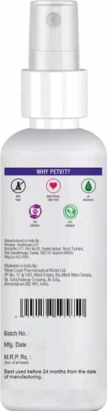 Petvit Pet Sanitizer With Citronella Oil Vitamin E Oil Kills 99.9%For All Breed Dog & Cat-100Ml