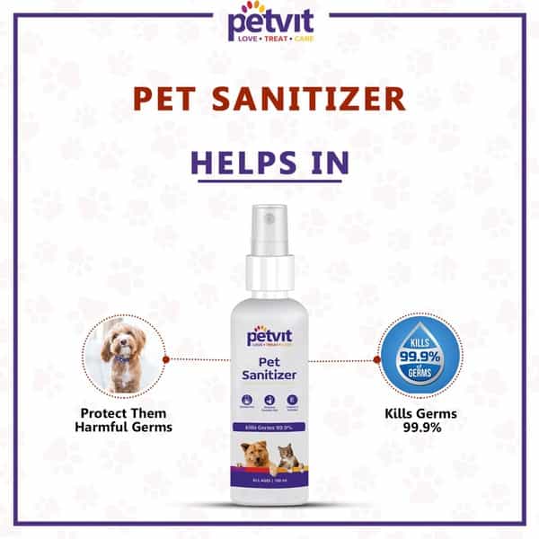 Petvit Pet Sanitizer With Citronella Oil Vitamin E Oil Kills 99.9%For All Breed Dog & Cat-100Ml